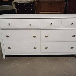 Modern White Distressed Large 6 Drawer Dresser