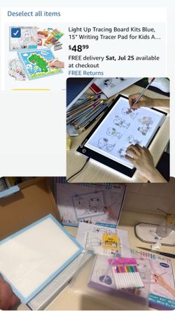Light Up Tracing Board Kits Blue, 15" Writing Tracer Pad for Kids Ages 3-12, Drawing Tablet Supplies for Diamond Art Painting Accessories, Sketching L