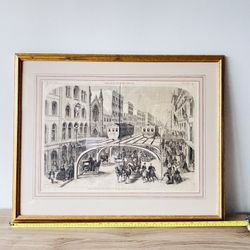 NYC Broadway Elevated Subway Illustration - Frank Leslie's illustrated newspaper, from 1866