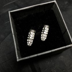 Set of Silver-plated Diamond-Studded Earrings