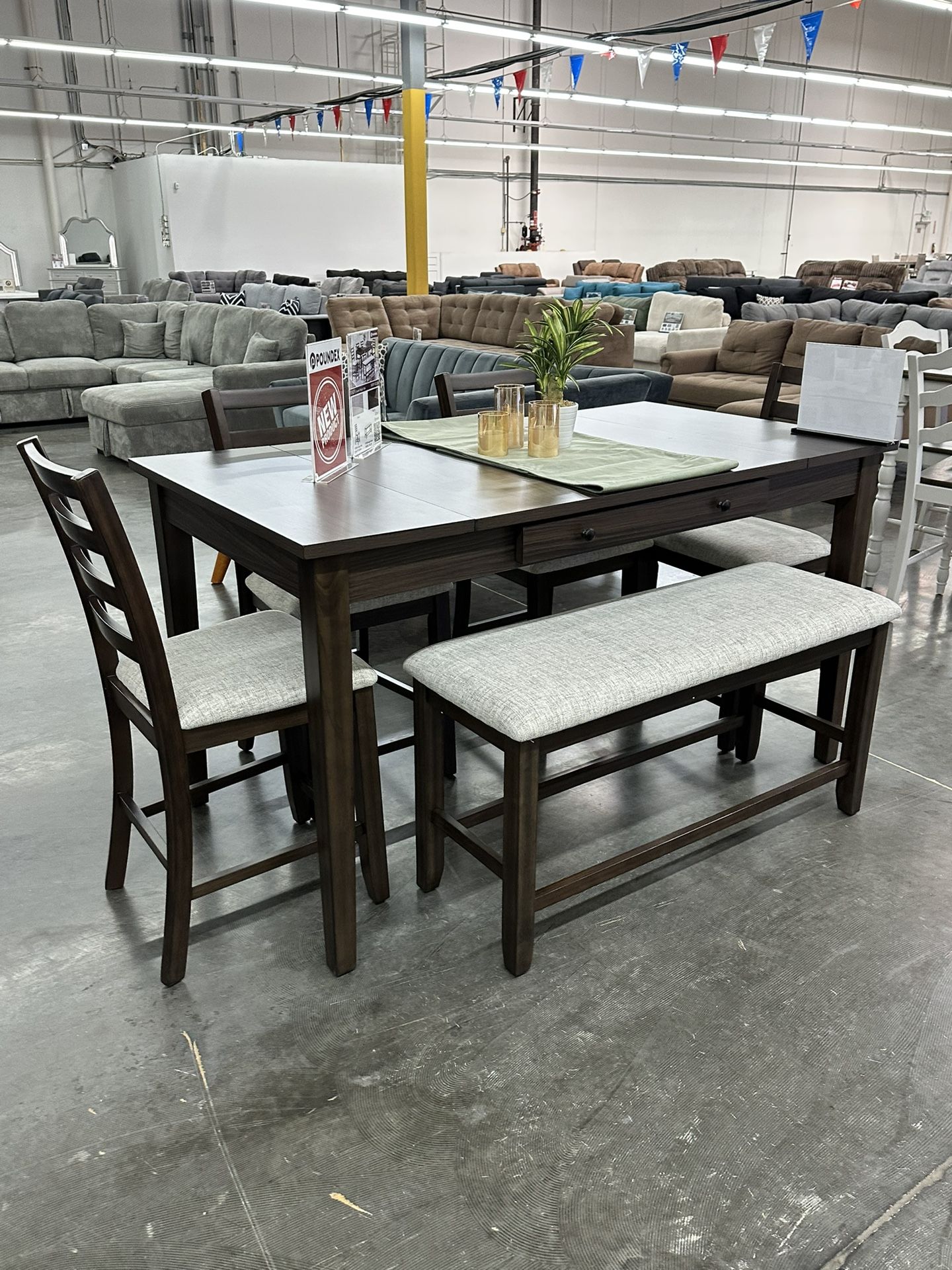 Counter Height Table Lift-Top Storage & Drawer. Bonito Comedor Color Cafe Nuevo En Caja