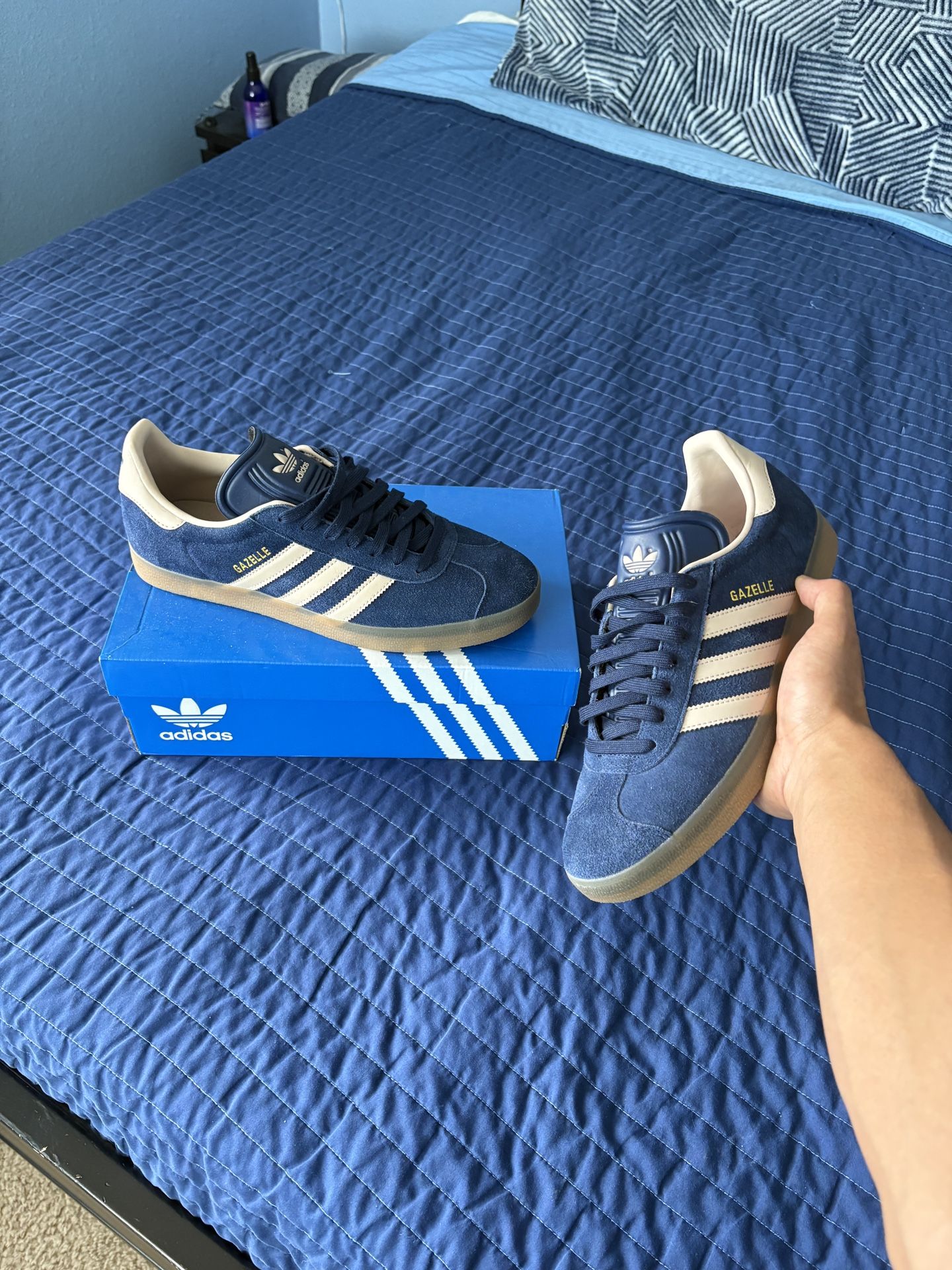 Navy Adidas Gazelles Size 10
