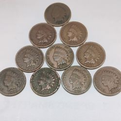 10 Indian Head Pennies 