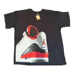 Jordan 3 (Fire Red) Black T-Shirt Size 2XL