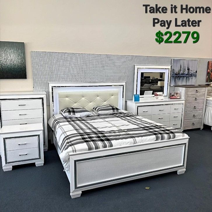 ALLURA WHITE LED PANEL BEDROOM SET