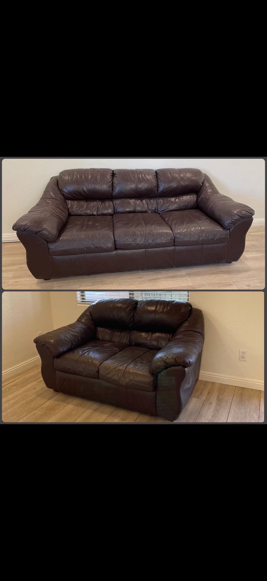 Free - Leather Sofa And Love Seat - Must Pick Up