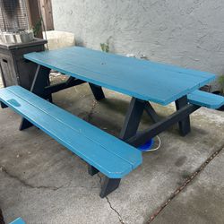 Picnic Table And Matching Bench All Wood 