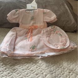 Baby Girl Dress Size Large Comes With Hat 