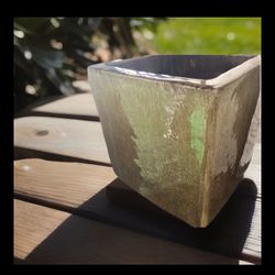 Triple Glazed Green  Planter With Drainage 11“ X 11“