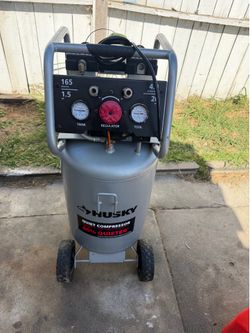 Husky 20 Gal.165 PSI Vertical Electric Oil-Free Quiet Auto/Workshop Air Compressor with Dual Gauges and 2-Quick Couplers
