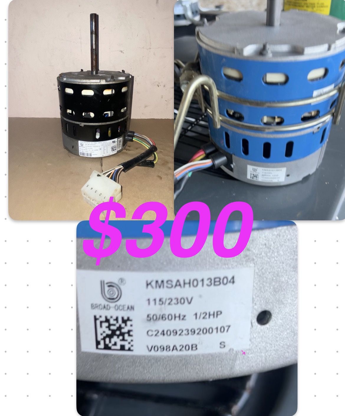 Broad Ocean ECM 1/2 Hp Blower Motor