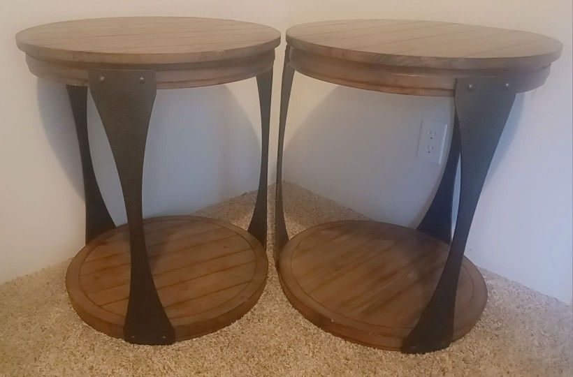 Solid Wood Round Side Table