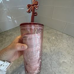 Starbucks Pink Holiday w/ Bow Straw Topper