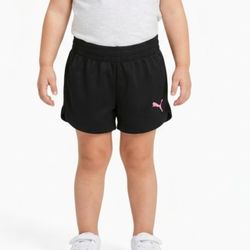 Puma Girls Black Athletic Shorts Pink Logo Size 5