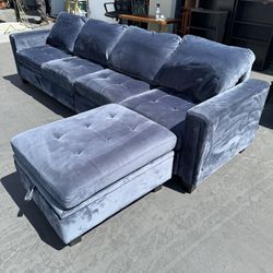 Belffin Velvet Reversible Modular Sectional Sofa with Chaise Clean and Good Condition 