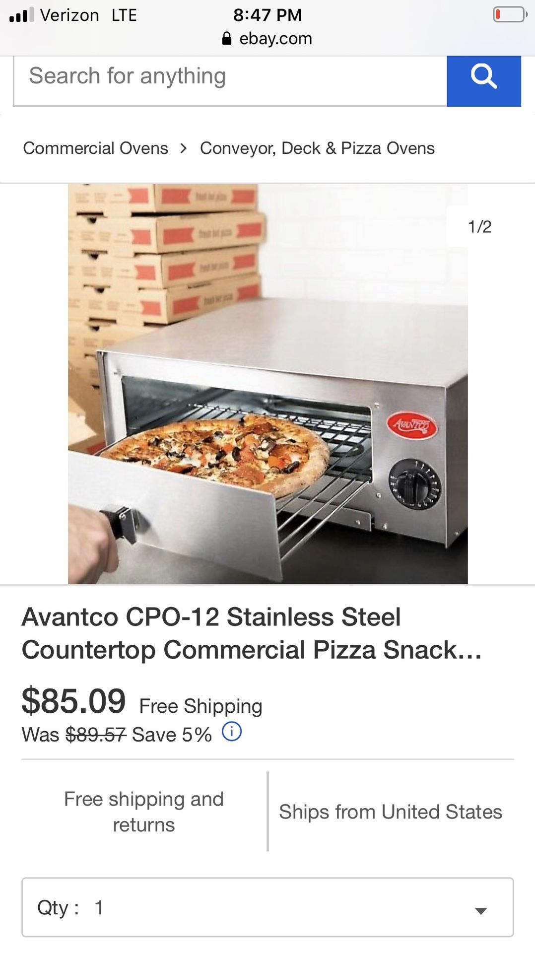 Snack/Pizza Oven 
