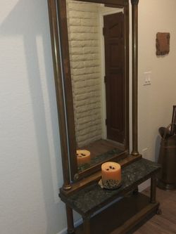 Brass And Marble Mirror.