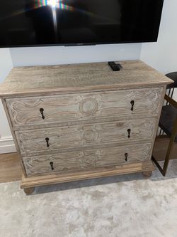 Carved Wood 3-Drawer Dresser Chest