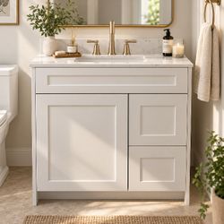 White Bathroom Vanity with Sink