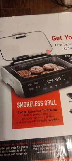 Gourmia FoodStation Indoor Smokeless Grill with Guided Cooking, Black 