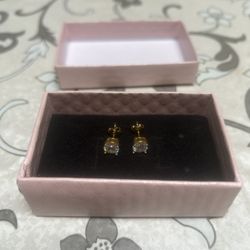 Diamond Earrings 6.5mm 1.0 CT GOLD OR SILVER