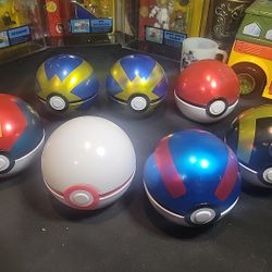 Lot of 7 Empty Pokemon Tins Pokeball Luxury Premier Ultra Great Ball