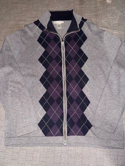 Marconr Argyle Full-Zip Knit Sweater