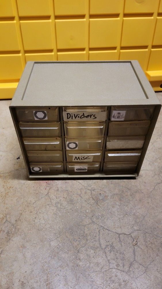 Gray small parts drawers organizer
