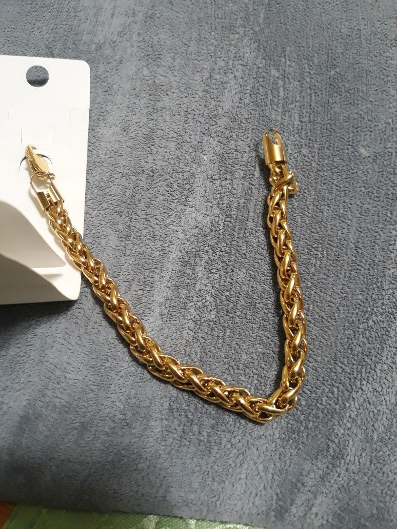 Stainless Steel PVD Gold Round Spiga Bracelet