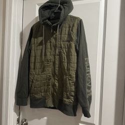 Hurley Olive Green Quilted Jacket Size Small
