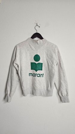 Isabel Marant Étoile Logo Mock Neck Sweatshirt – Heather Gray/Green
