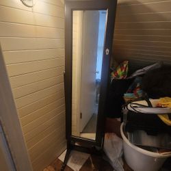 Freestanding Jewelry Armoire With Mirror 