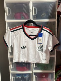 México World Cup Mundial Women Mujer Crop Jersey Home White Blanca Blusa