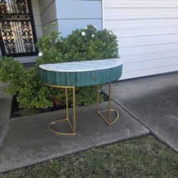 Glam Green Velvet Console Entry Table
