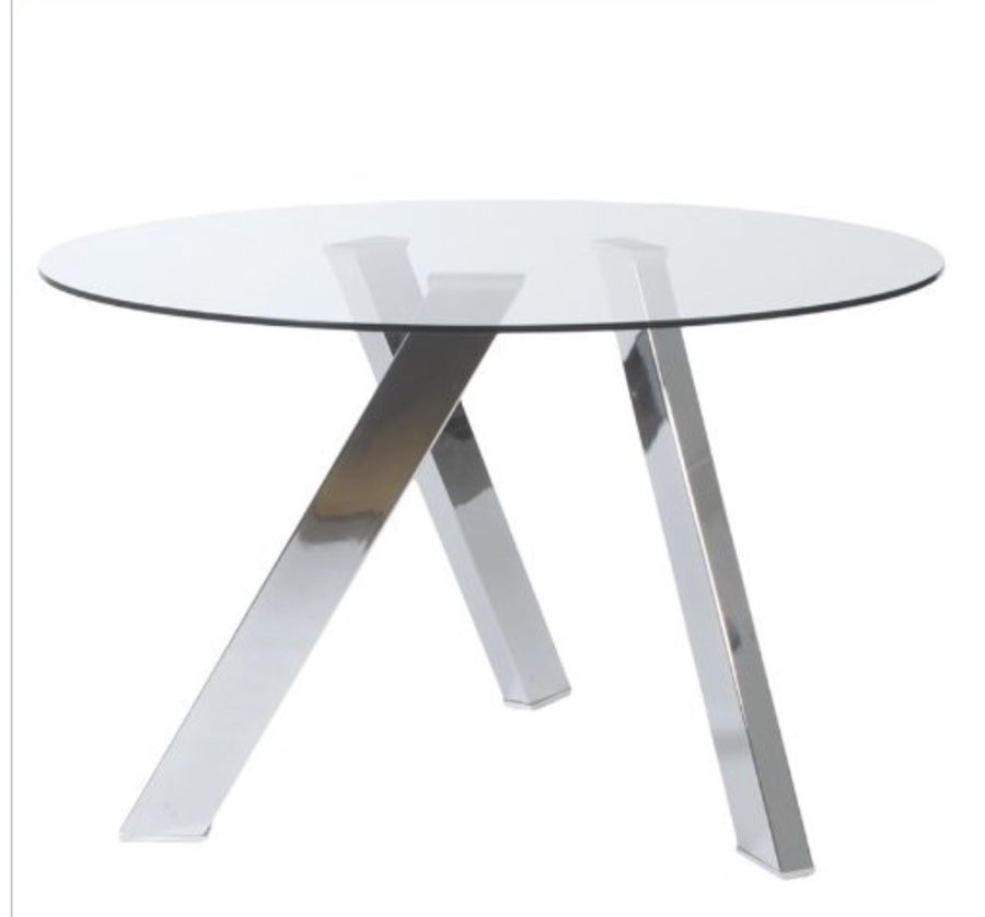 Euro Style Eurostyle Fridrika Round Dining Table in Clear Glass and Steel