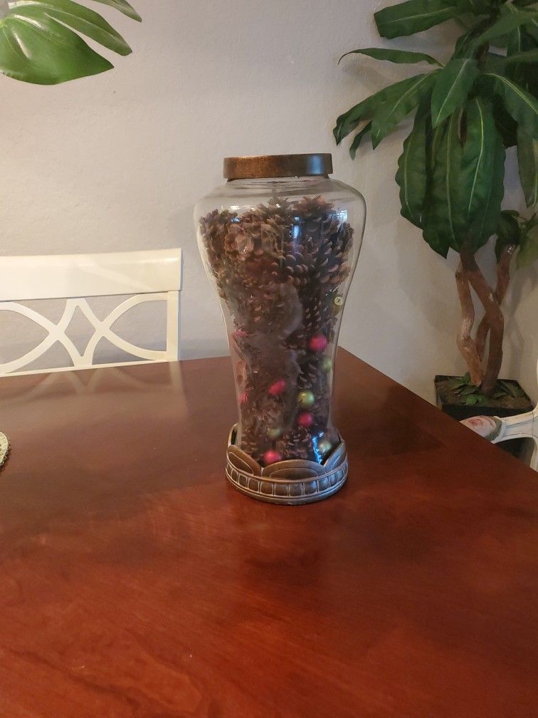 Conifer Cones And Small Christmas Tree Ornaments