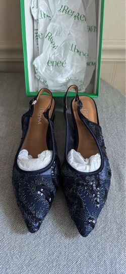 J. Reneé Triata Navy Sequin Slingback Heels – Size 9M – New