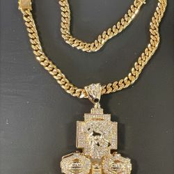 3d Big Jesus Pendant Set