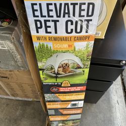Elevated Dog Bed with Canopy, Grey, Large