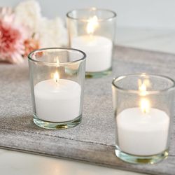 Leola Candle 15 Hour Clear Glass Wax Filled Votives - 48/Case