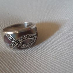 Sterling Silver Barrel Ring Size 7