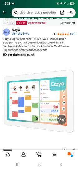 Cozyla Digital Calendar+ 2: 15.6'' Wall Planner Touch Screen Chore Chart Customize Dashboard Smart Electronic Calendar for Family Schedules Meal Plann