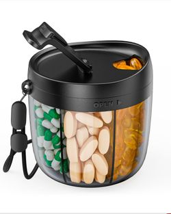 PORTABLE PILL DISPENSER BOTTLE VITAMIN ORGANIZER WITH 7 COMPARTMENT