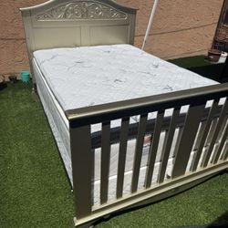 Full bed frame with mattress