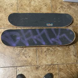 Two skateboards one with wheels one without  100 For Both