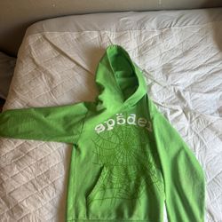 Green sp5der hoodie size M