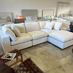 Modular Cloud Sofa Sectional With Reversible Ottoman Chaise — Warehouse Outlet Sale