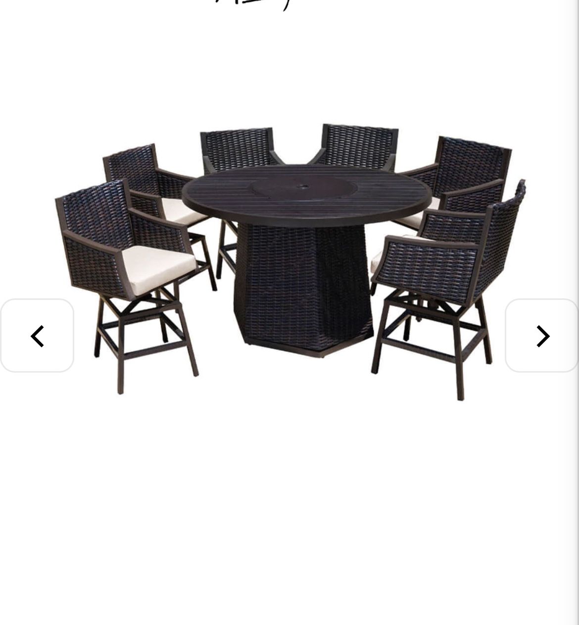 Cassara 7piece High Dining Set with Fire Table, Beige for Sale in