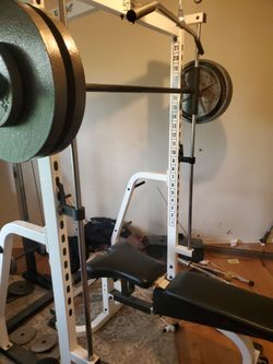 Smith machine squat rack.