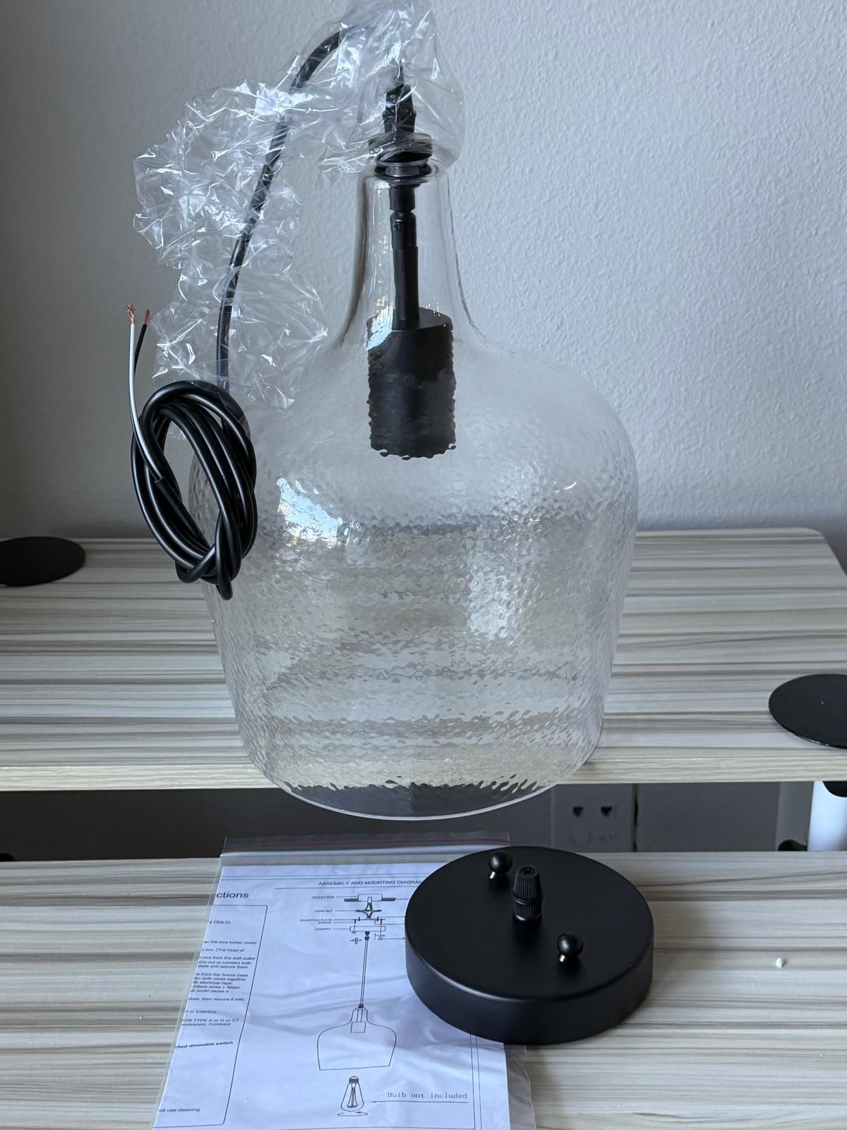 Modern Black Glass Pendant Light, 1-Light Dome Fixture for Kitchen Island or Dining Room, 10” Wide